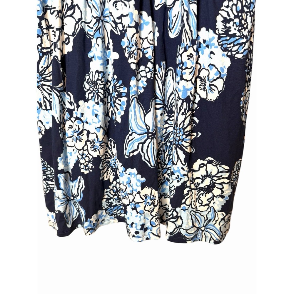 Lilly Pulitzer Riza Long Sleeve Romper Low Tide Navy Bouquet All Day Medium - Picture 5 of 10